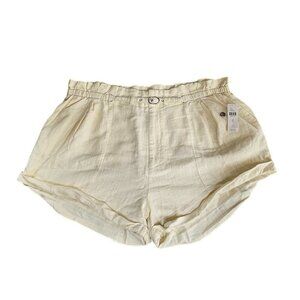 Anthropologie Linen Beach Shorts in Pearl Paperbag Belted Boho Beachy XL NWT